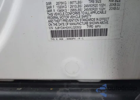 2019 Acura Mdx Tech Pkg z USA, uszkodzony, nr VIN 5J8YD4H5XKL020502